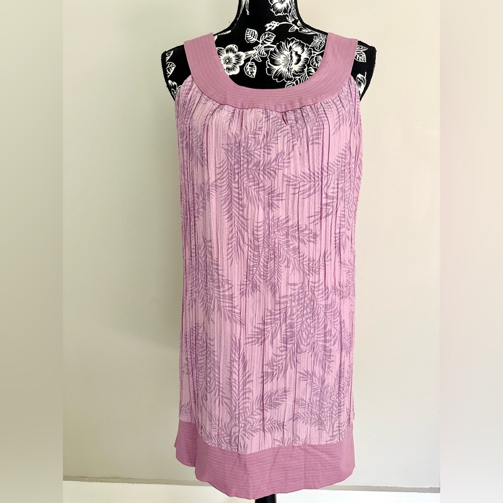 Vintage BCBG Paris lavender leaf print summer dress